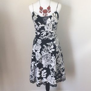 Black and White Floral Cocktail Dress Size 12